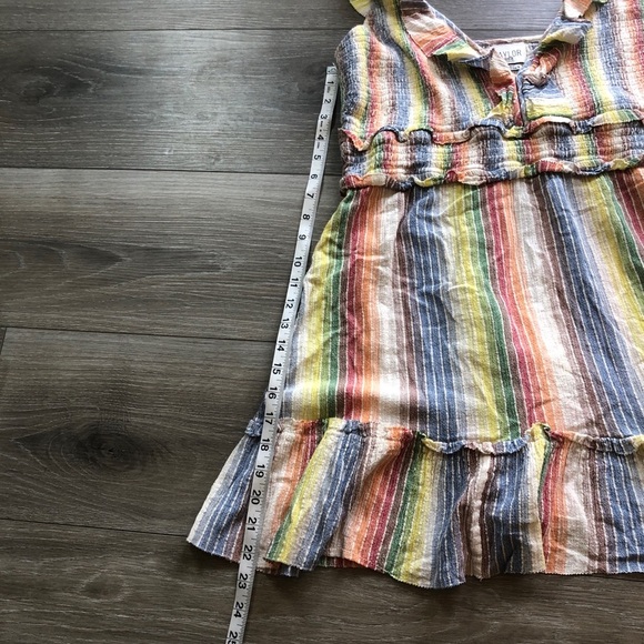 Saylor Alma Stripped Rainbow Smocked Ruffle Boho 100% Cotton Dress Womens XL - Picture 5 of 10